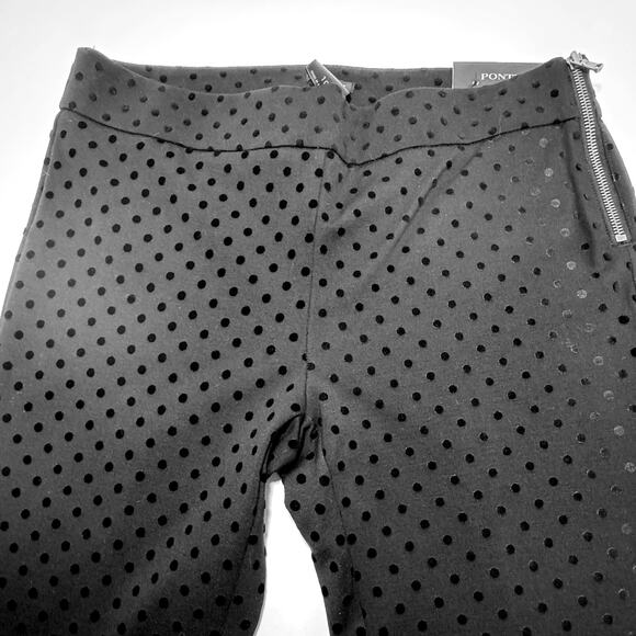 Ann Taylor Ponte Ankle Pants Black Slim Stretch Flocked Dot 10 Minimalist - Picture 2 of 14